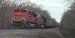 BNSF coal train DPUs